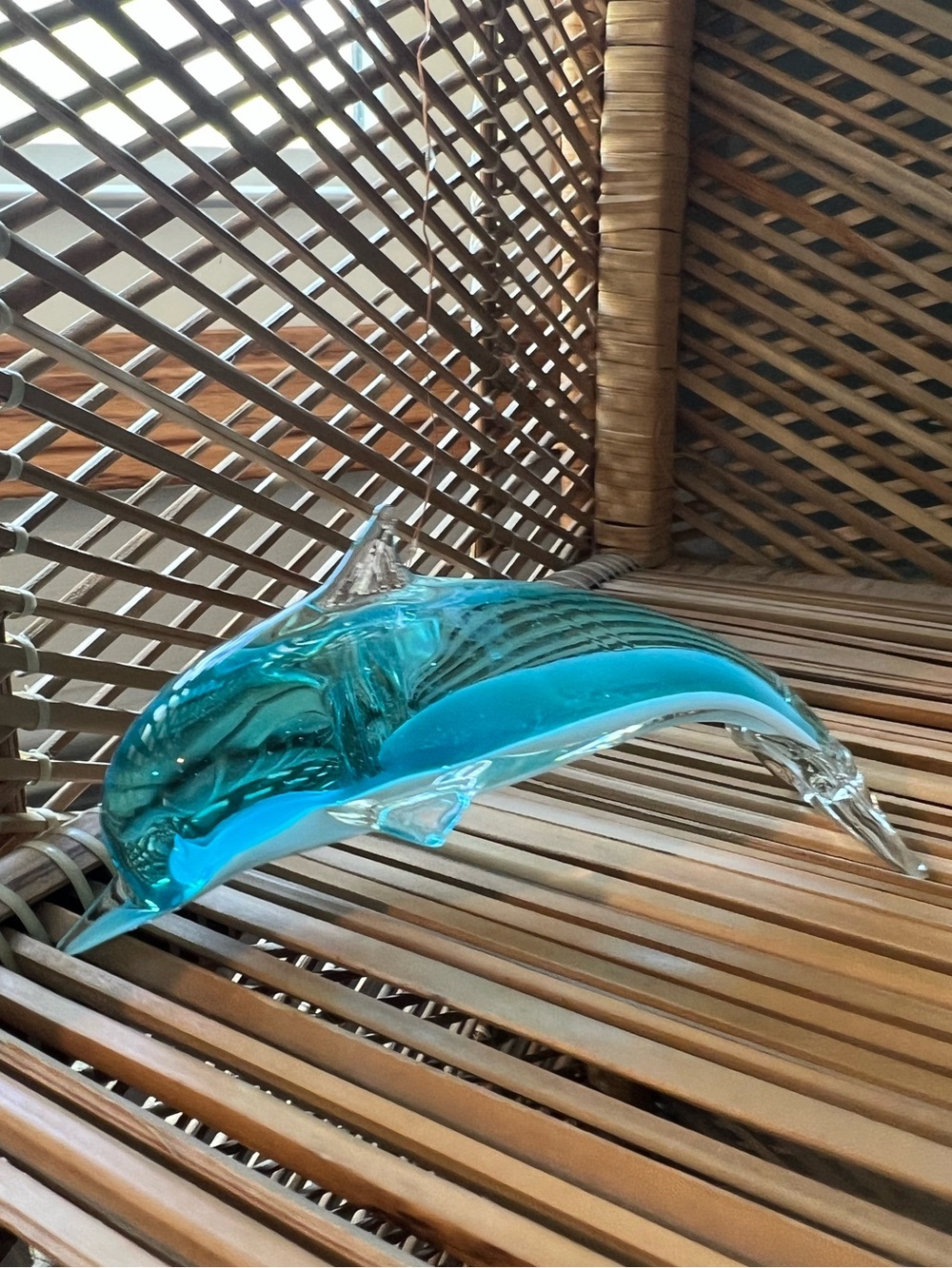 HandBlown Blue Dolphin Figurine